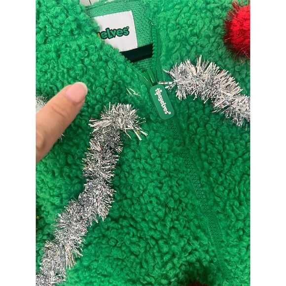 Tipsy Elves Christmas Tree Jumpsuit Unisex L Green Holiday One Piece Festive - Picture 6 of 6